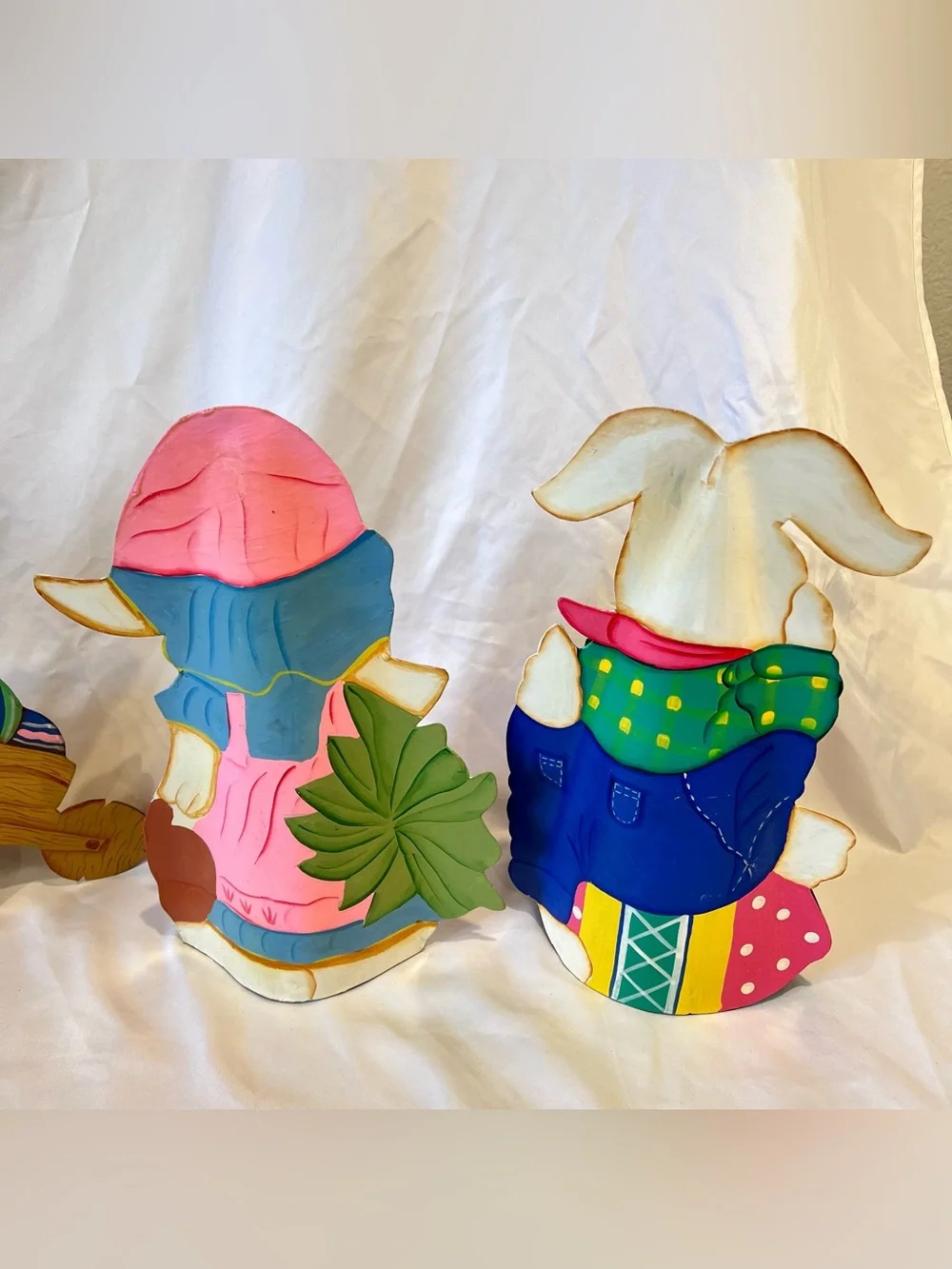 Vintage 1999 Easter Bunny Figurines Set of 4 Hand Painted Decor